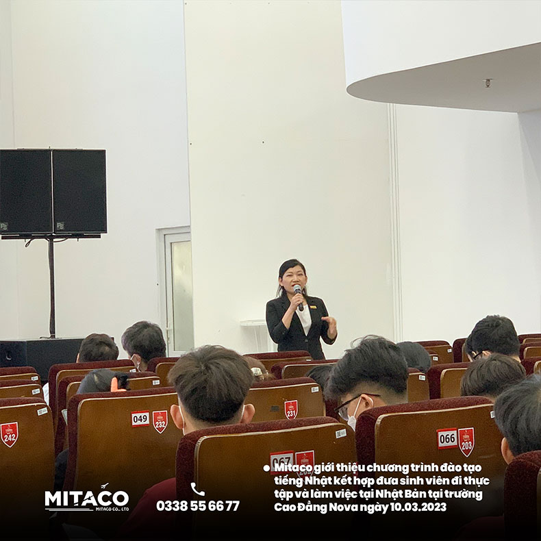Mitaco giới thiệu chương trình đào tạo tiếng Nhật kết hợp đưa sinh viên đi thực tập và làm việc tại Nhật Bản tại trường Cao Đẳng Nova